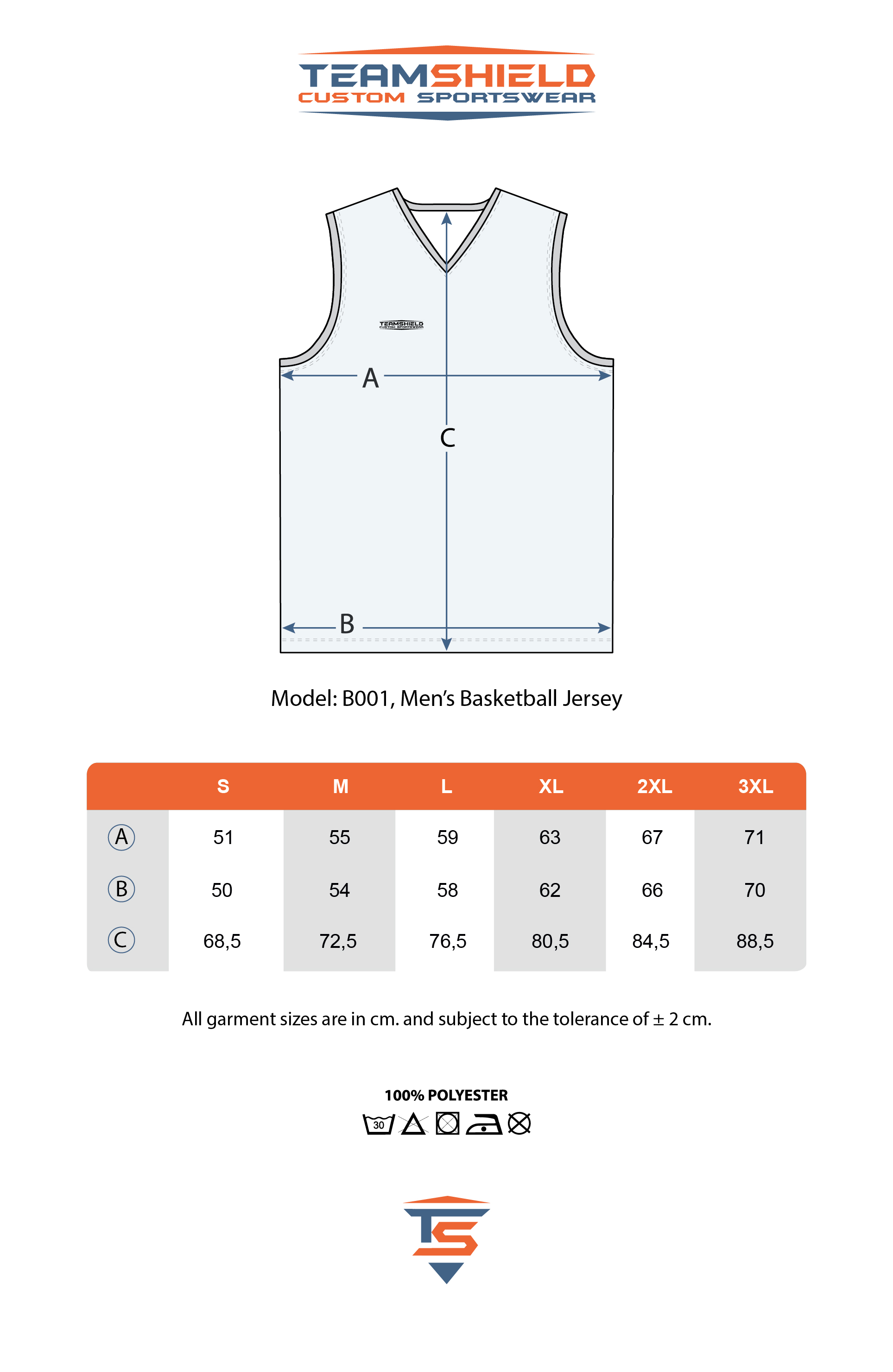 Teamshield-Custom-Teamwear-Sizechart-B001-Men-Unisex-Basket-Shirt-Jersey