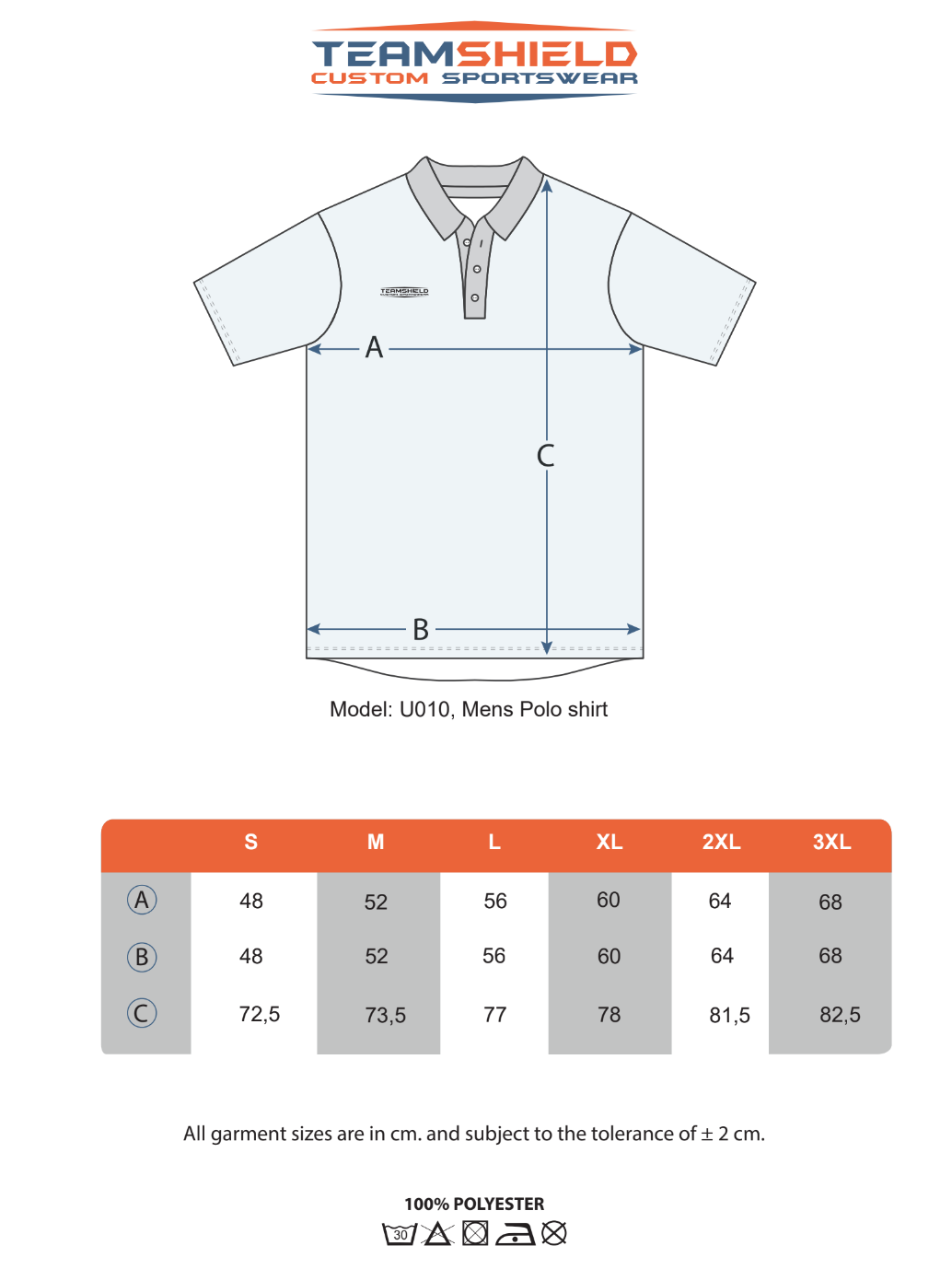 Unisex Polo Shirt Size Chart